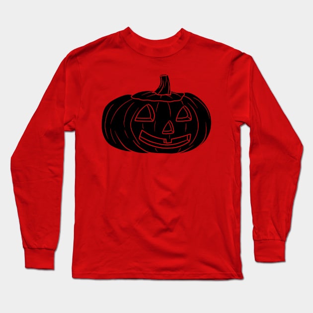 Happy Jack O' Lantern Black Silhouette Long Sleeve T-Shirt by saradaboru